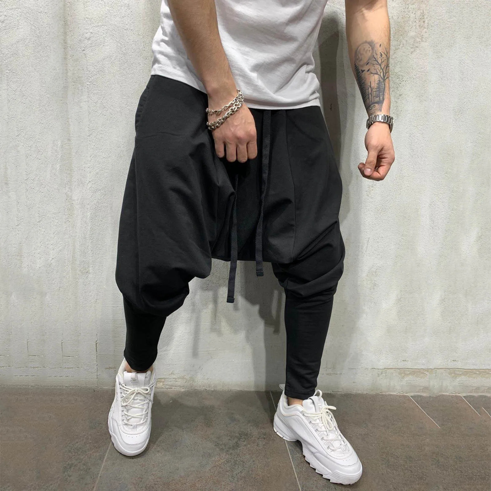 Hip Hop Trend Loose Solid Summer Autumn Cargo Pants Men Street Sports Harlan Cropped Trousers High Harajuku Sweatpants 260612