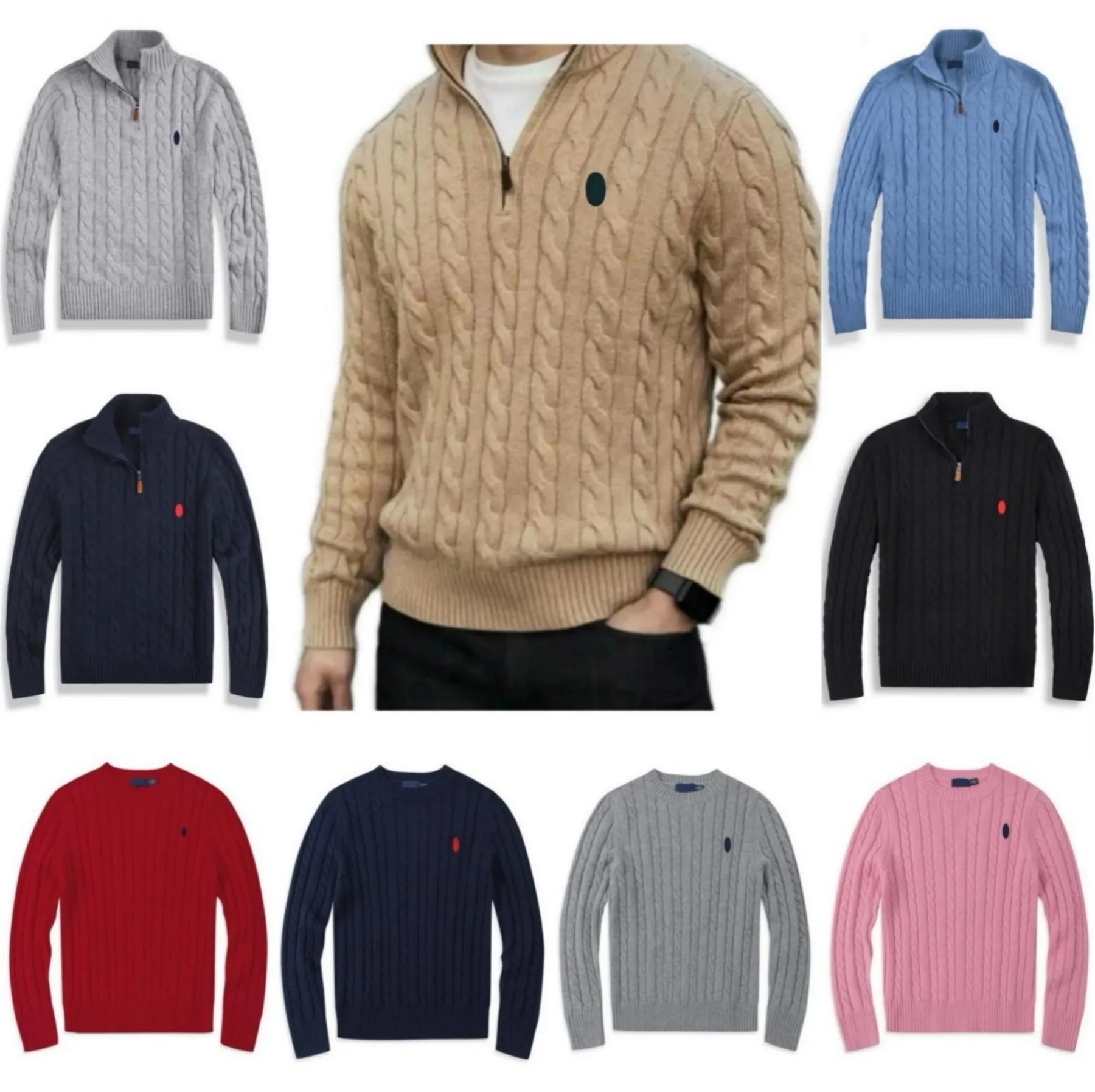 sweater men designer cardigan men designer knit sweater polo quarter zip pull homme mens pullover half zipper luxury casual jumper autumn wool