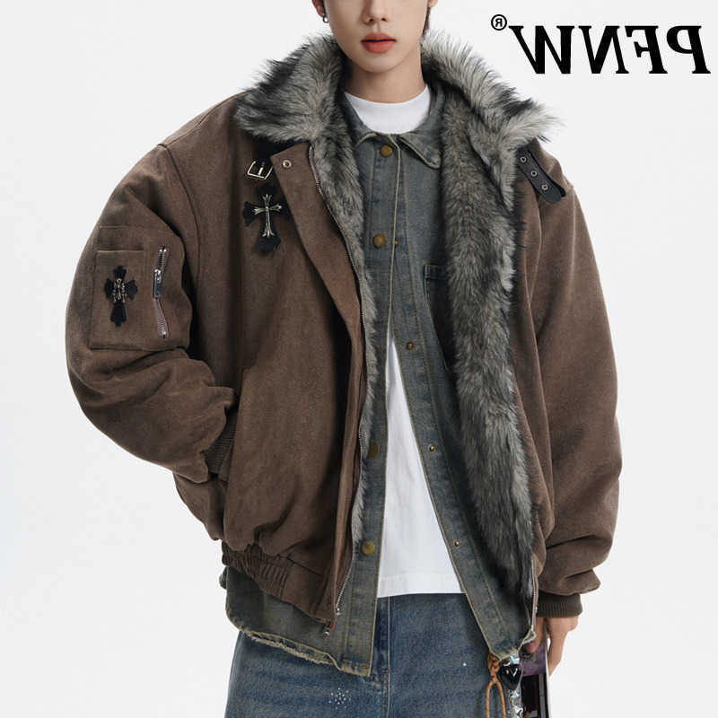 PFNW Fashion Versatile Warm Coat Autumn Winter New Mens Fur Collar High Quty Thick Cotton Jacket 28L1062 Q260612