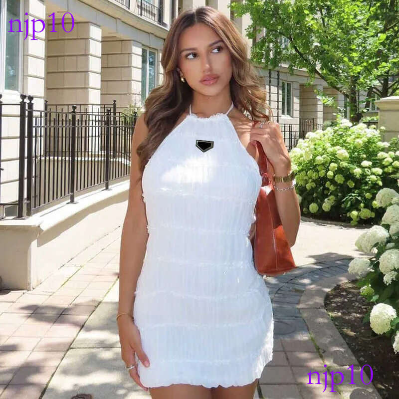 Basic Casual Dresses Designer Women spring and autumn backless pleated fabric personalized dress new product breathable lace up wrap hip skirt 6PF2