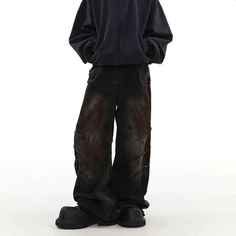 pants Mens wearing dirty country style jeans autumn casual American straight leg mens clothing unisex S260612