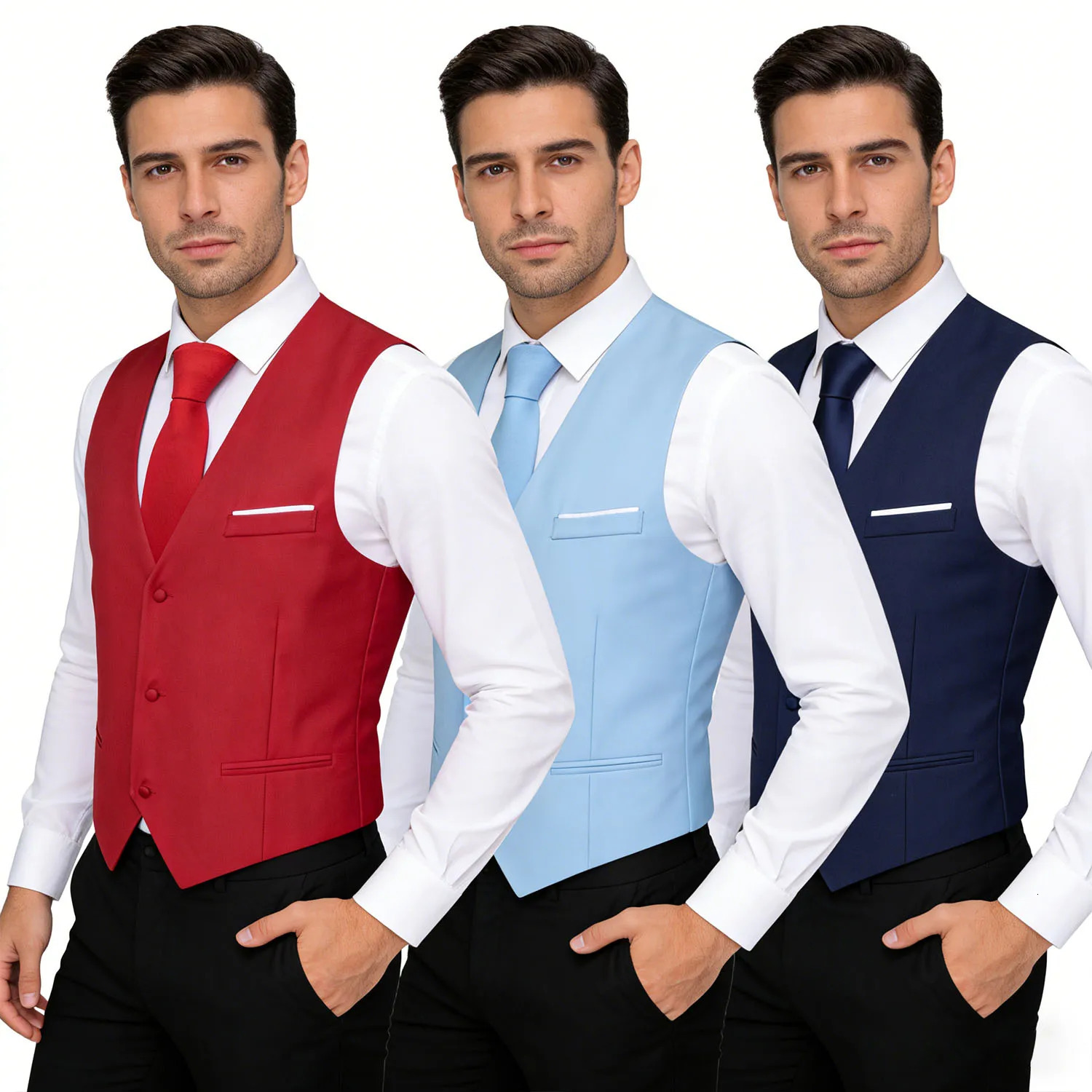 Mens Stain Vest Tie bow Hanky Cufflinks Set Multicolored Waistcoat for Weddings Events Party Gift 260611