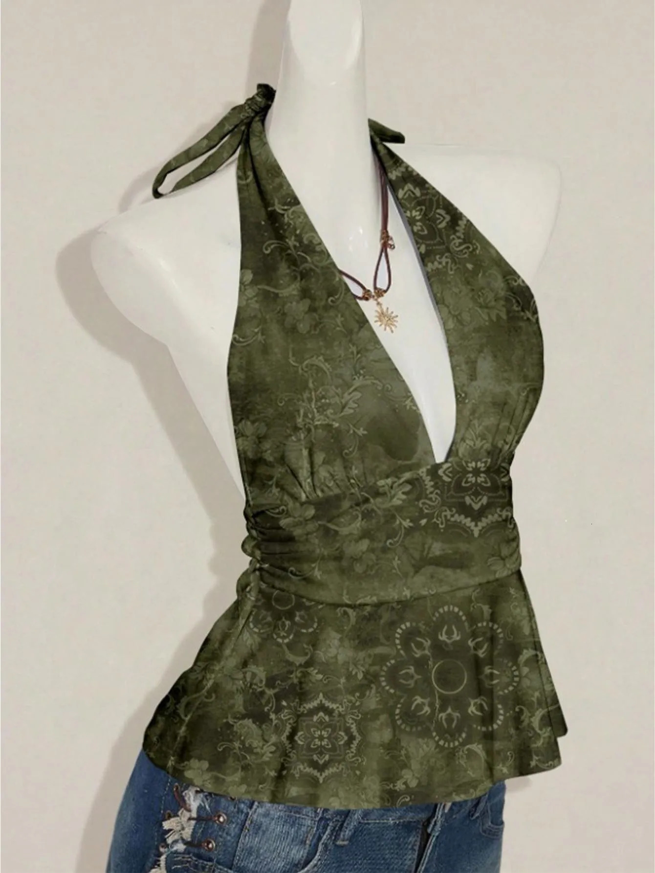 Multicolor Pleated Strap Niche n Casual Versatile Top For Women Summer Neck Hanging Sexy Fashionable Vneck Polka Dot Vest 260612