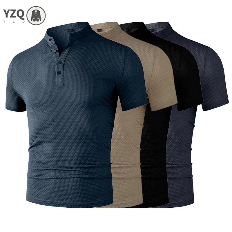 Mens Business Casual Short Sleeve POLO Shirt Bone Flower Solid Color Breathable Comfortable Fashion Summer Versatile Top 260604