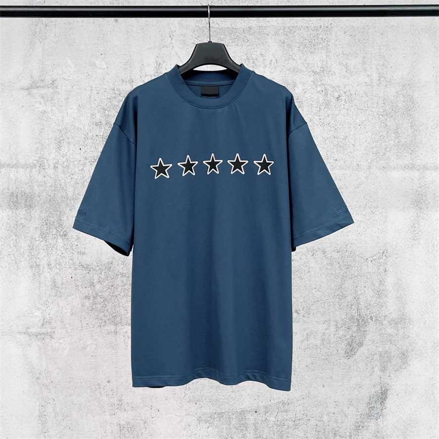 Paris B high-end version new model star embroidered on left and right cuffs washed and distressed loose-fitting short-sleeve T-shirt{category}{categ