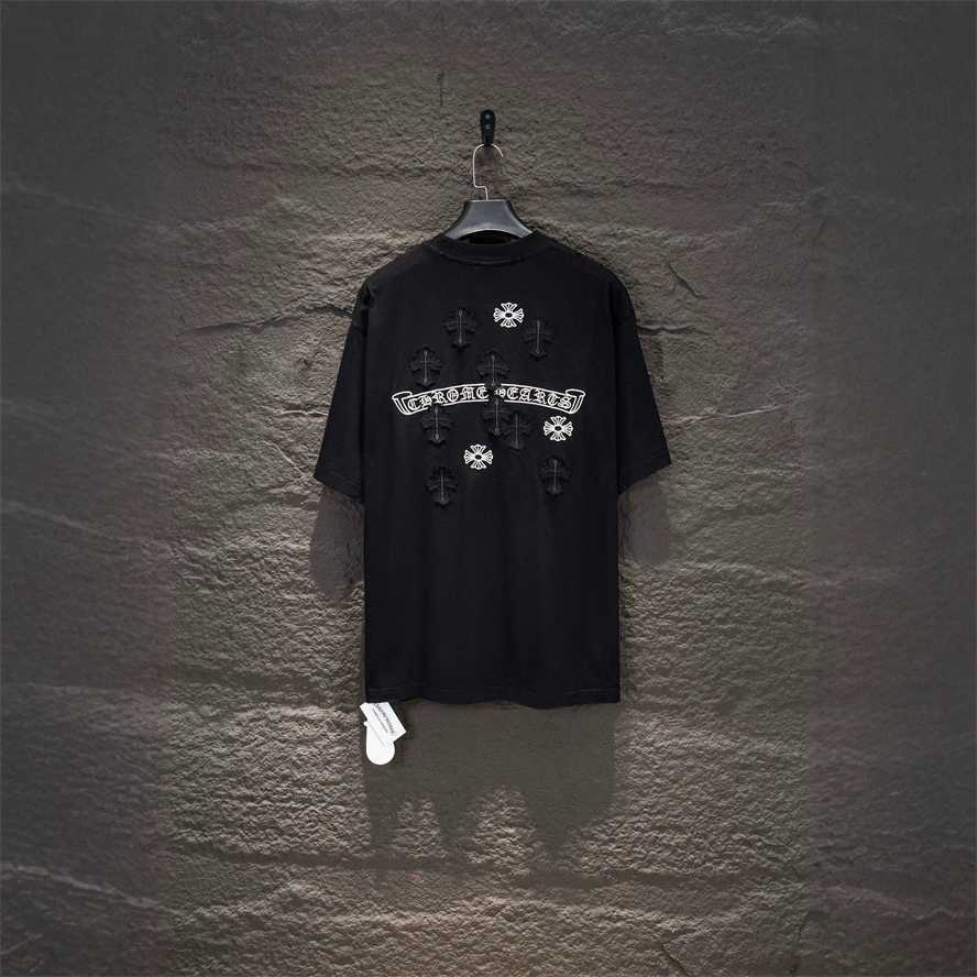 Correct version of CH Chrome Summer distressed washed patch embroidered short-sleeve T-shirt for couples{category}{category}Y0O4