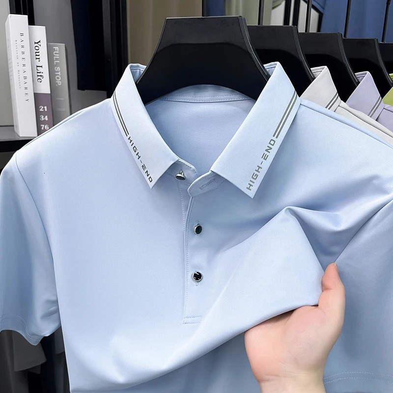 Fashion letter printed short sleeve polo shirt ice silk breathable summer T-shirt high-quality casual mens clothing 260610