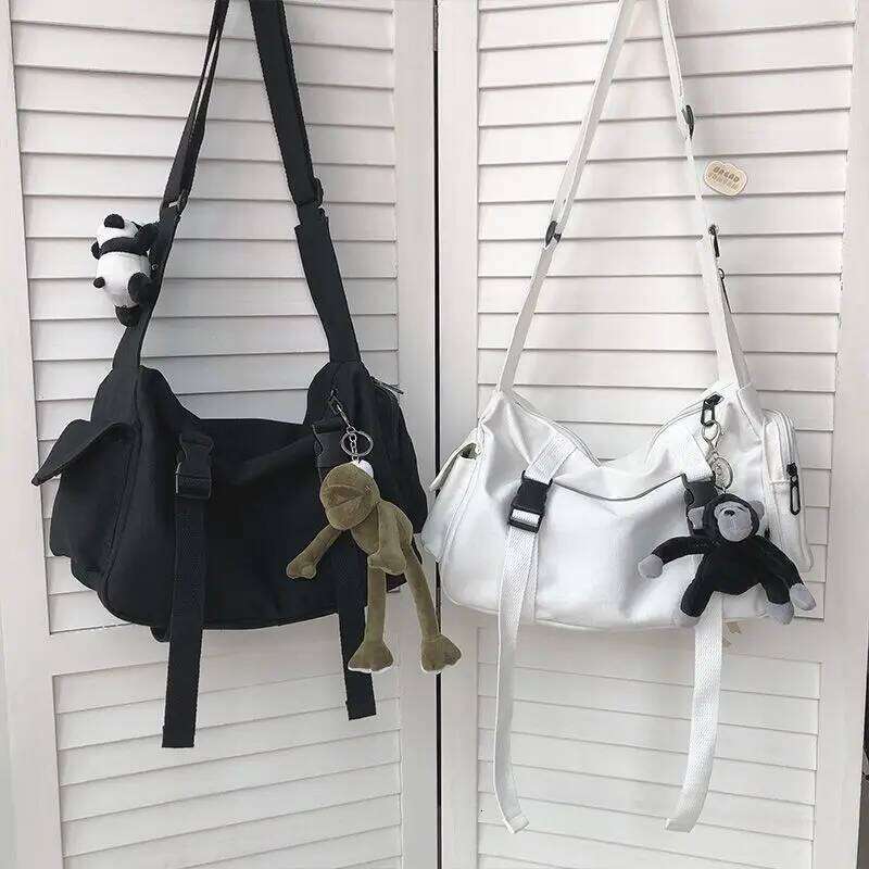 Korean Chic Retro Workwear Hong Kong Style Student Canvas Men Ulzzang Neutral Japanese Harajuku Female Crossbody Bag