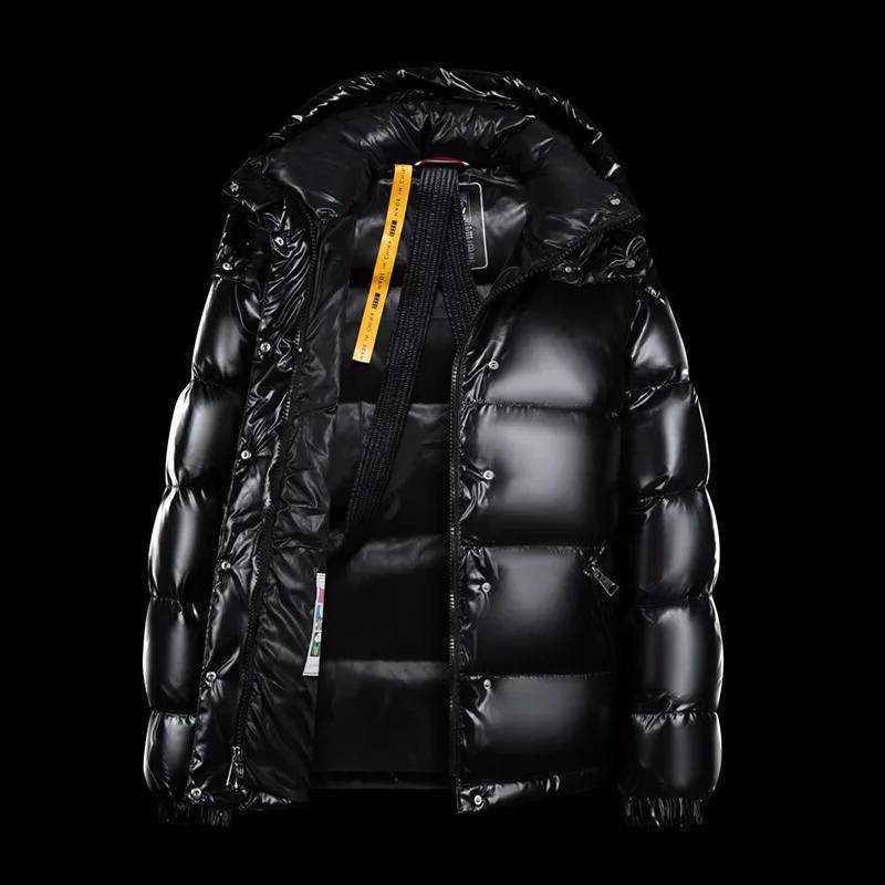 New Winter Shiny Jackets Mens Short Trendy Brand Hooded Thickened And Warm Outerwear 90 White Duck Down Q260612