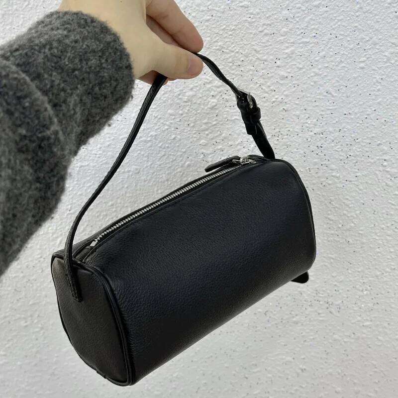 Small Pencil Bags Fashion Designer Women's Handbag Cylindrical Luxury Minimalist Ladies Bag Retro European Style Zipper