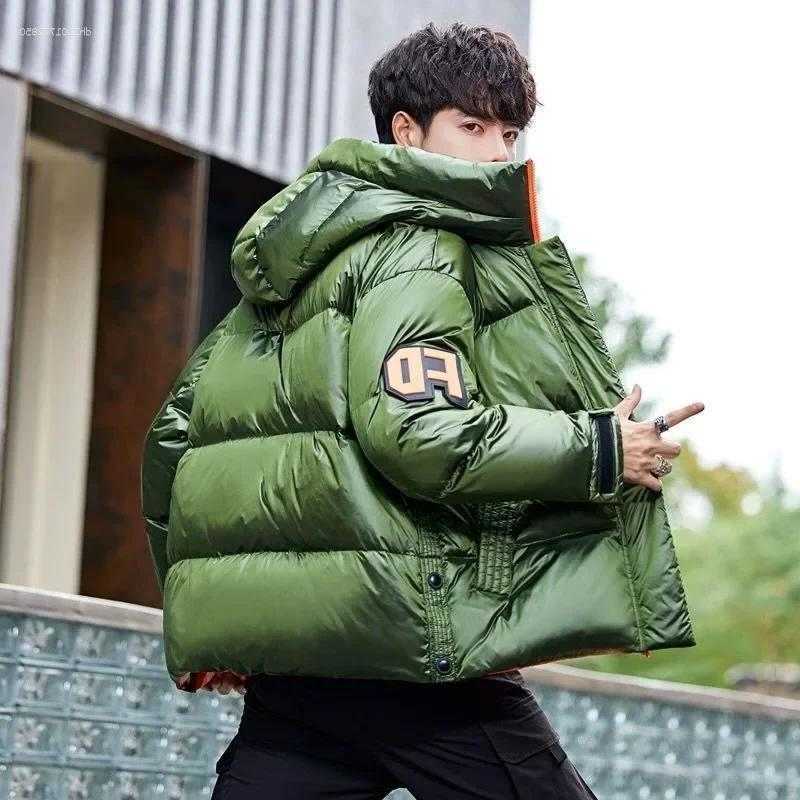 Mens Down Jacket Men 2025 Winter Thick Warm Korean Version Of Loose Trend Fashion Handsome Hooded Youth Coat Q260612