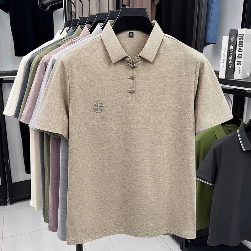 Badge Embroidered Shirts Mens Classic Collared Short Sleeve Casual Business Tops Soft Comfortable Breathable Shirts for Men M260612
