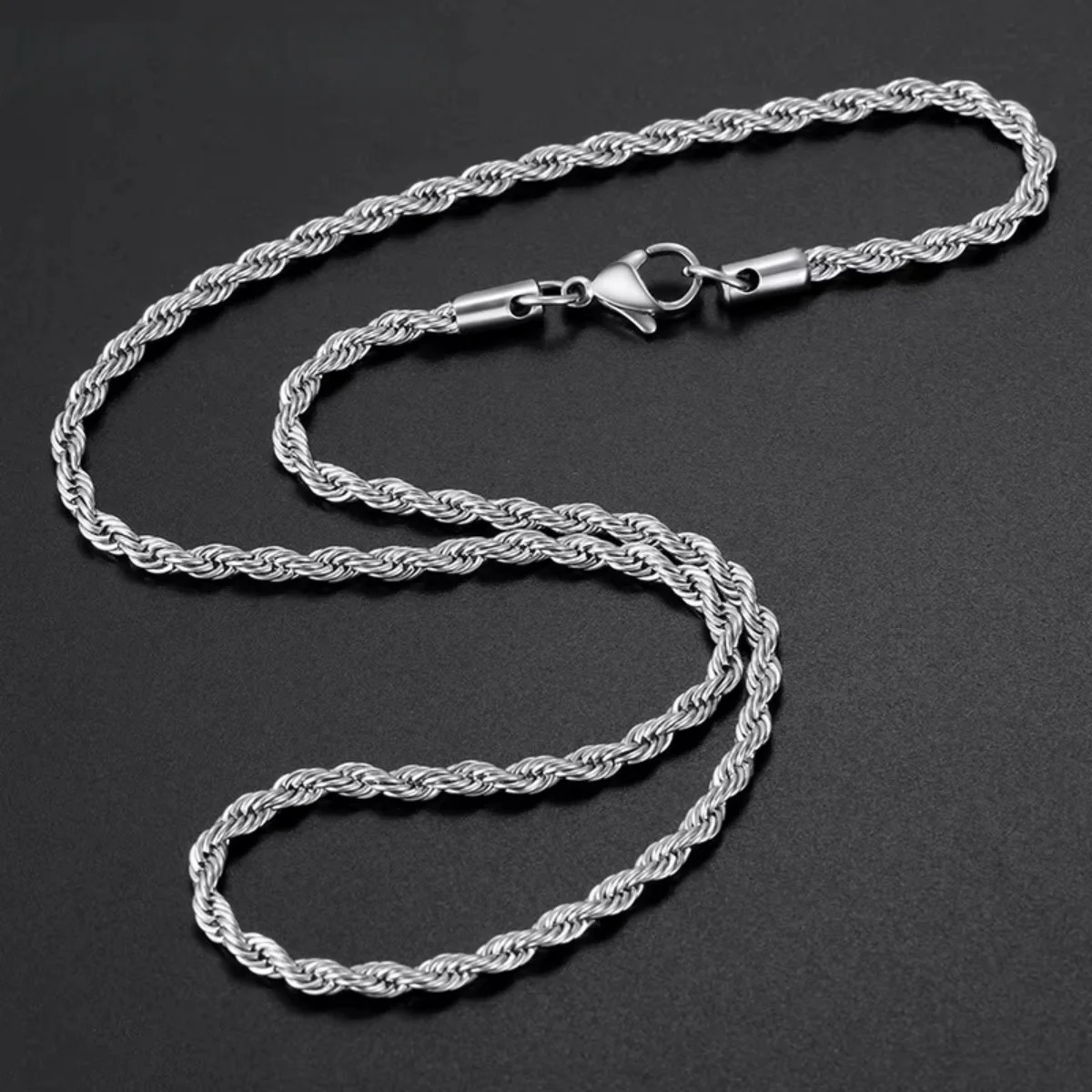 wholesale 3MM 925 sterling silver twisted rope chain necklace Men women Link necklace Fashion gift jewelry Wedding Party 260611