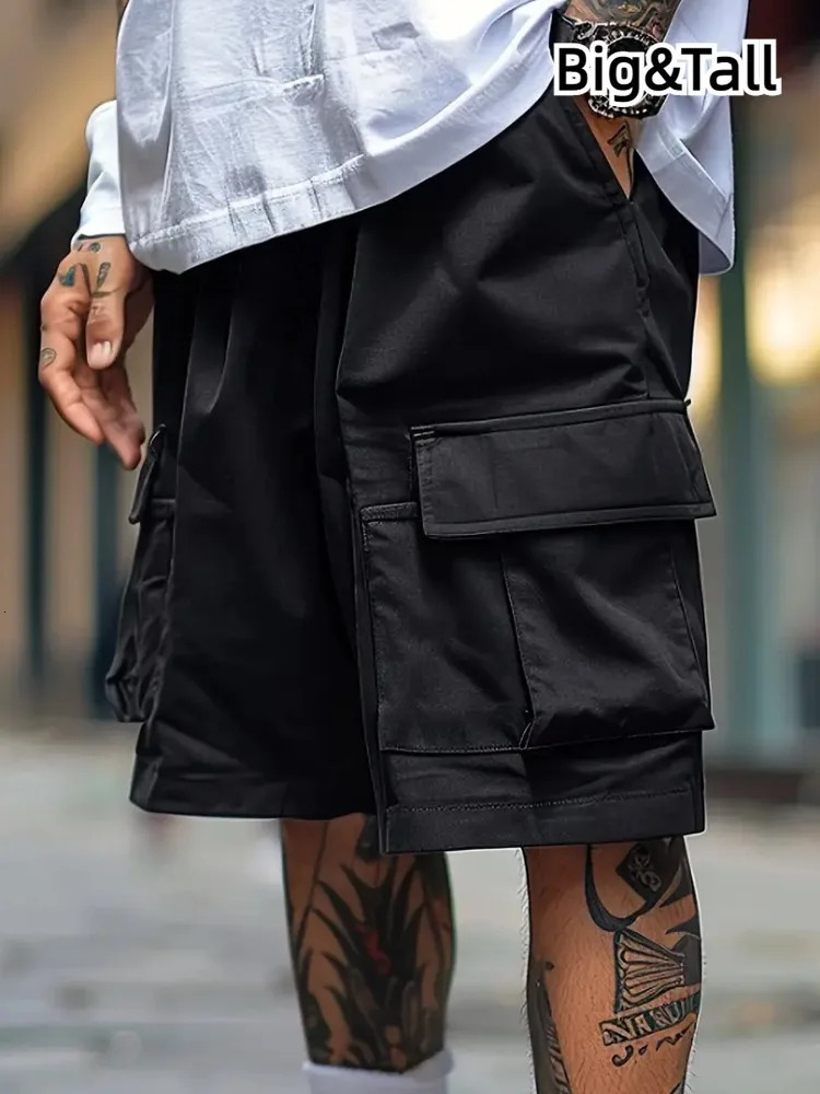 Summer Mens Cargo Shorts Solid Color MultiPocket Casual Baggy Work Short Pants Men City Fashion American Street Man 260605