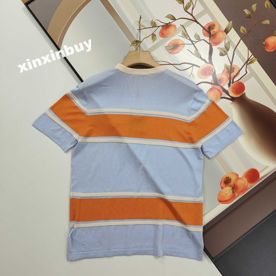 xinxinbuy Men designer Tee t shirt Italy Milan stripe jacquard floral knit polo cotton women blue red BLACK green white orange S-3XL