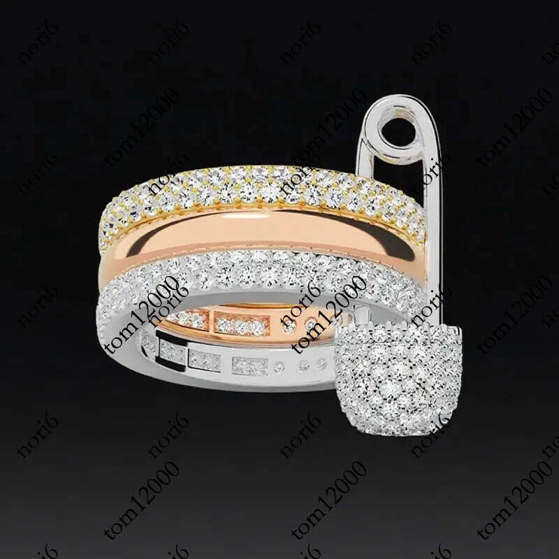 luxury jewelry designer apmmonaco ring for woman engagement Light Luxury Pin RingPersonalized and Elegant Three Zirconia Diamond Index Finger Ring W