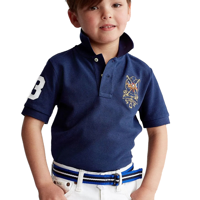 Kids Cotton Polo Shirt Classic Embroidered Short Sleeve Casual Solid Color Tops For Boys Girls Breathable Comfortable School Daily Wear Childrens Fa