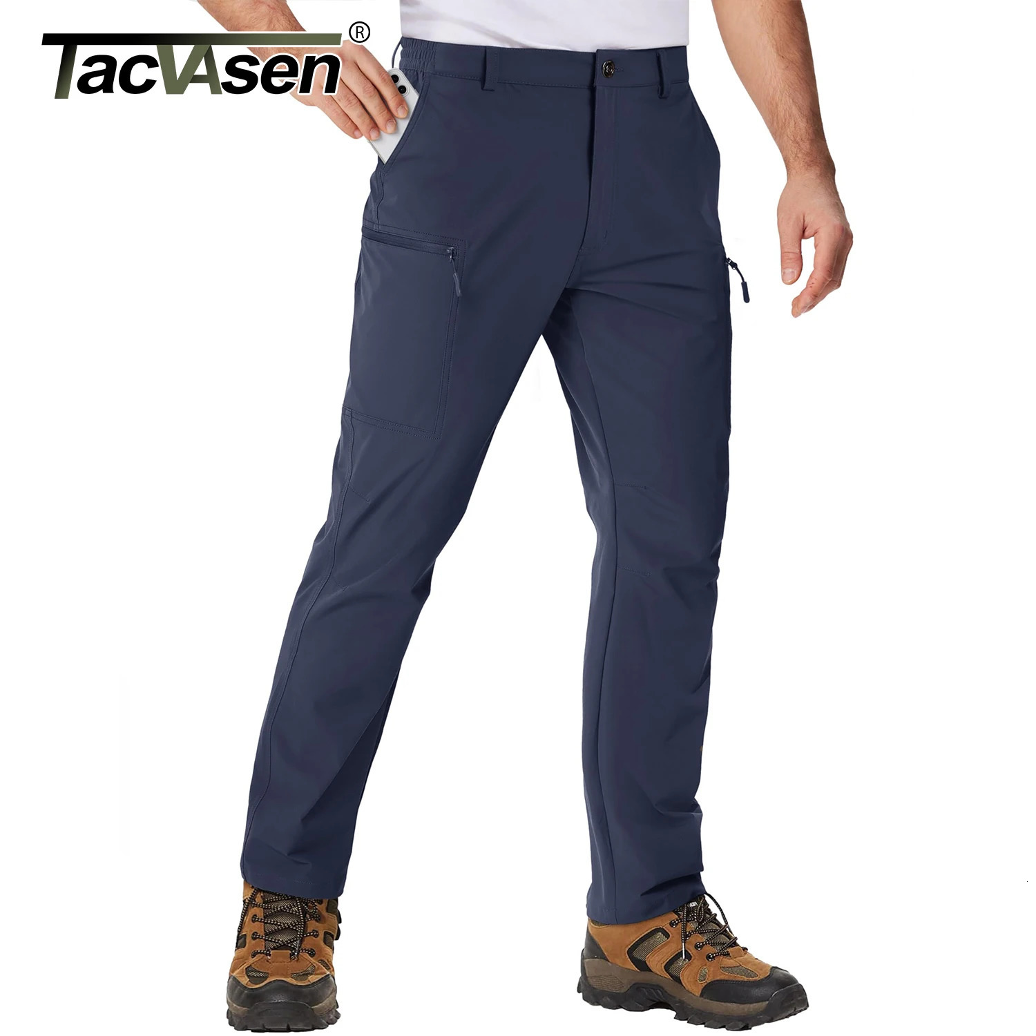 TACVASEN Waterproof Lightweight Hiking Pants Mens Ripstop Quick Dry Cargo Work Pant Outdoor Trekking Hardwearing Trousers Male 260612