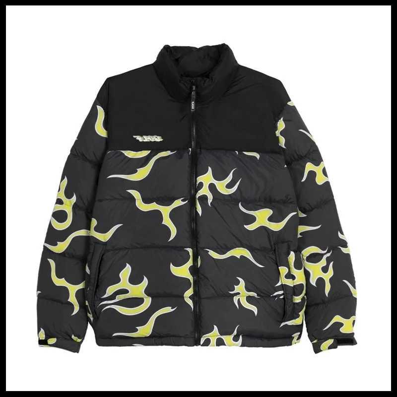 New 2023 Men Blue The Creator Wolf Fire Flame Puffers Coats Jackets / Down Vest Cotton Thicken Warm Winter C32 Q260612