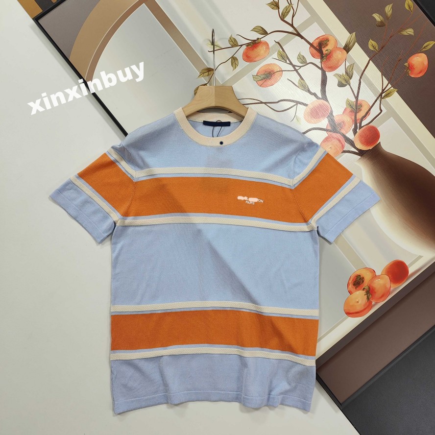 xinxinbuy Men designer Tee t shirt Italy Milan stripe jacquard floral knit polo cotton women blue red BLACK green white orange S-XL