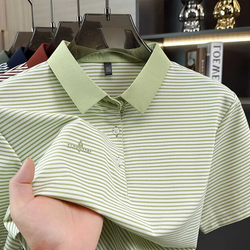 sleeve striped short brand shirt new fashion letter embossed mens T-shirt summer breathable Korean style casual top M260612