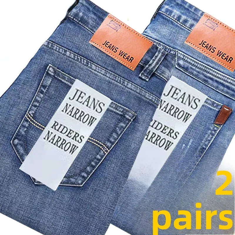 Business Casual Slim Fit Straight Leg Stretch Denim Jeans Mens Lightweight Summer Wear Resistant mid Waist Korean Style 260612