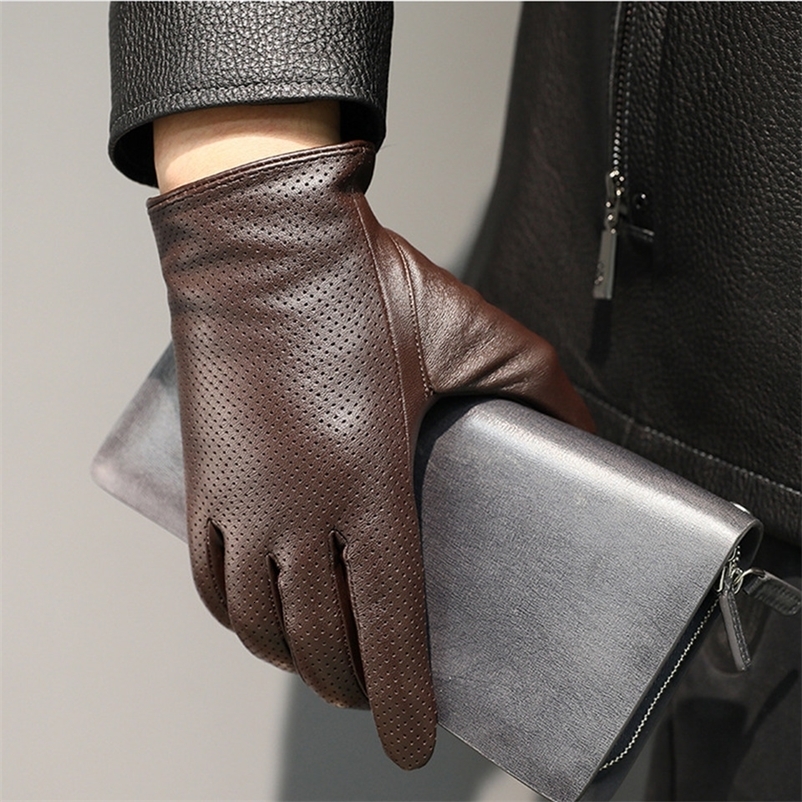 Genuine Sheepskin Leather Gloves for Men Winter Warm Touchscreen Texting Driving Cycling Motorcycle Gloves 260611CJ