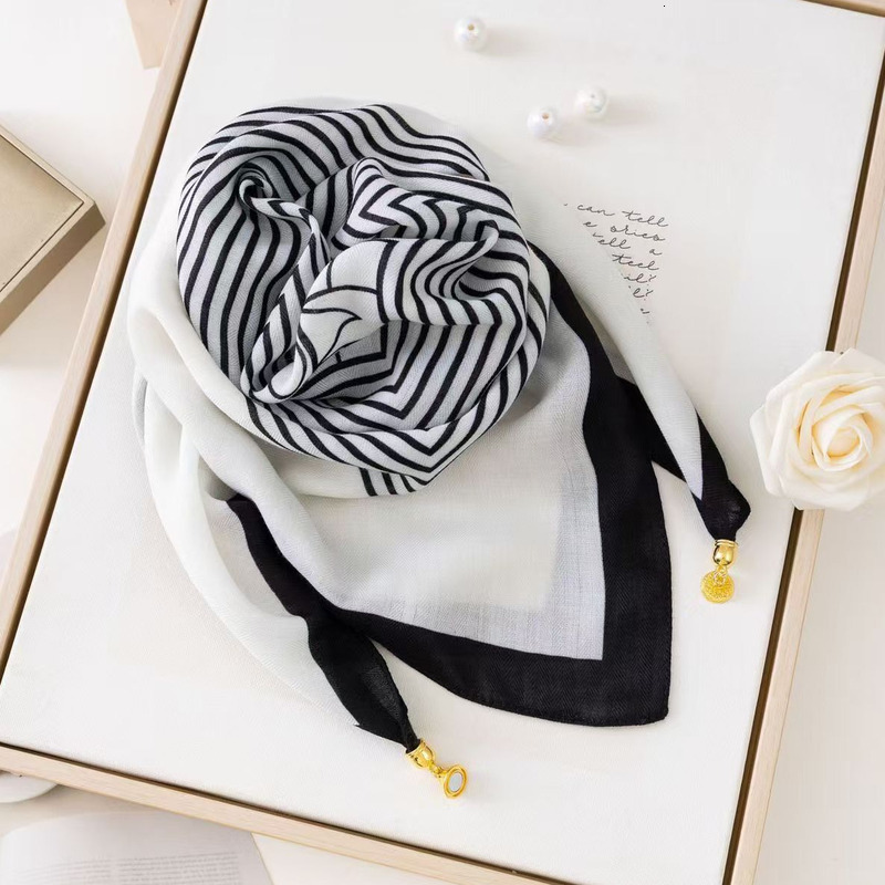 Women Neck Scarf 2026 New Silk Cotton Warm Triangle Square Scarf Magnetic Clasp Elegant Versatile For Spring Summer Autumn Winter Fashion Accessorie