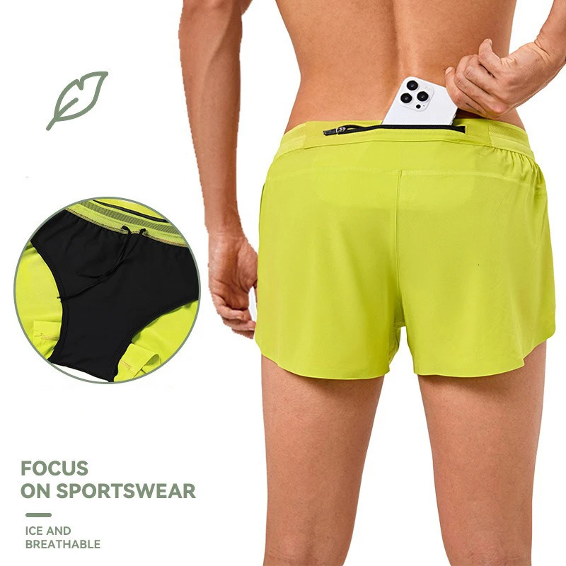 Ice Silk Cool Mens Shorts Double-deck Quick Dry Solid Color Running Fitness Sports Men Casual Jogging Bodybuilding Sweatpants 260612