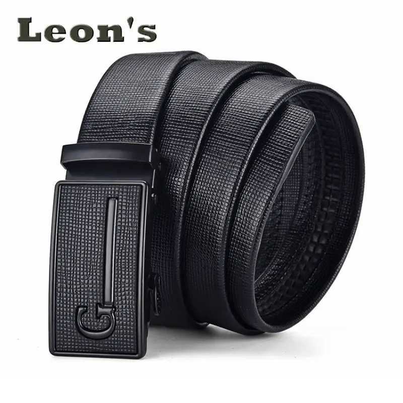 Mens Auto Buckle Business Belt - Textured PU Leather Strap Metal Clasp Dress Belt Black High QualityT260612