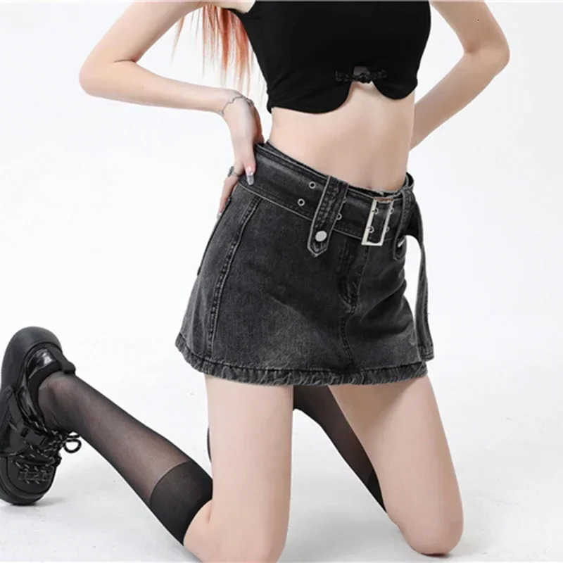 Harajuku Waist Grunge Women High Skirts Jeanss Y2k Clothes Denim Mini Dress Female Goth Blue Black Coquett A Line Skirts M260612