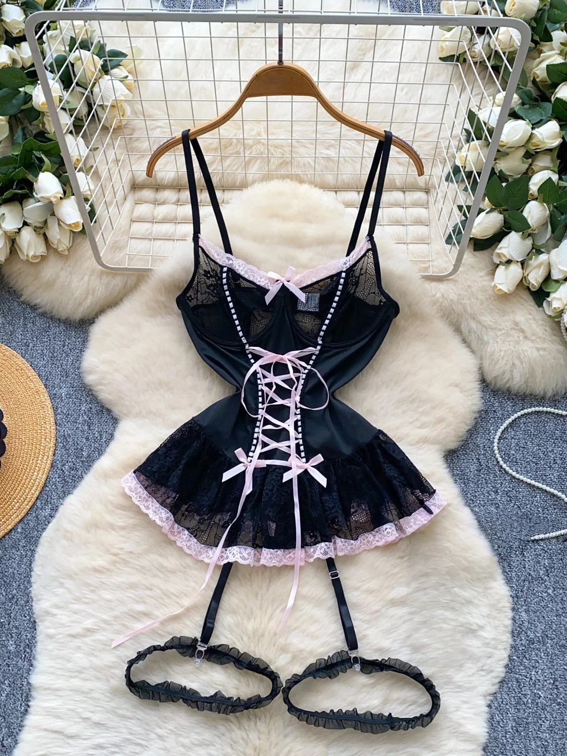 Womens Fashion Sexy Dress Lace Bow Decoration n Slim Comfortable Party sweet Mini 260610