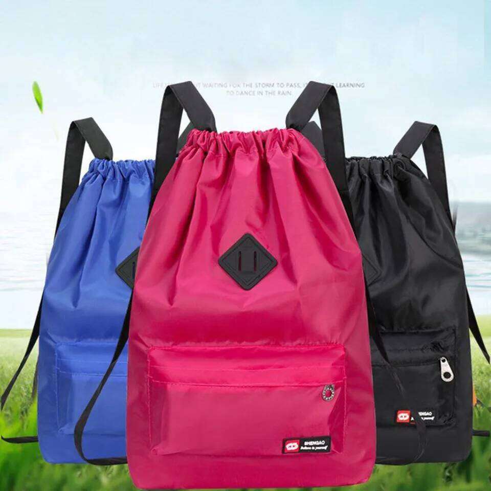 Women's Outdoor Oxford Cloth Drawstring Lightweight Nylon Sports Travel Backpack Large Capacity Versatile Hiking Bag