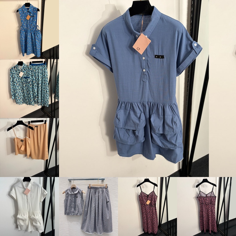 Vestito a camicia floreale di lusso per donna Abiti slim senza maniche firmati Abito stile street style per le vacanze estive