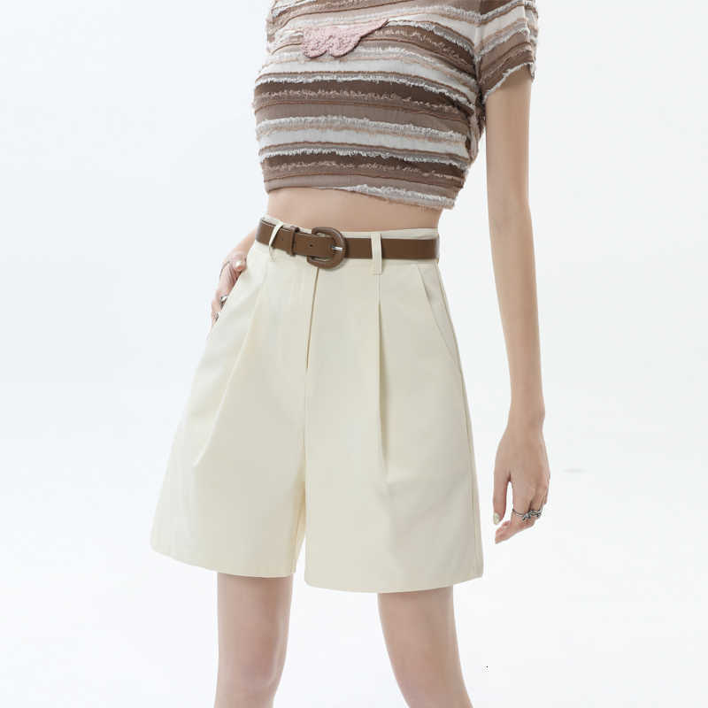 Y2K High Belted Waist Pleated Denim Shorts for Women Casual American Korean Style Elastic Five-Point Pants Spring Summer 2026 M260612