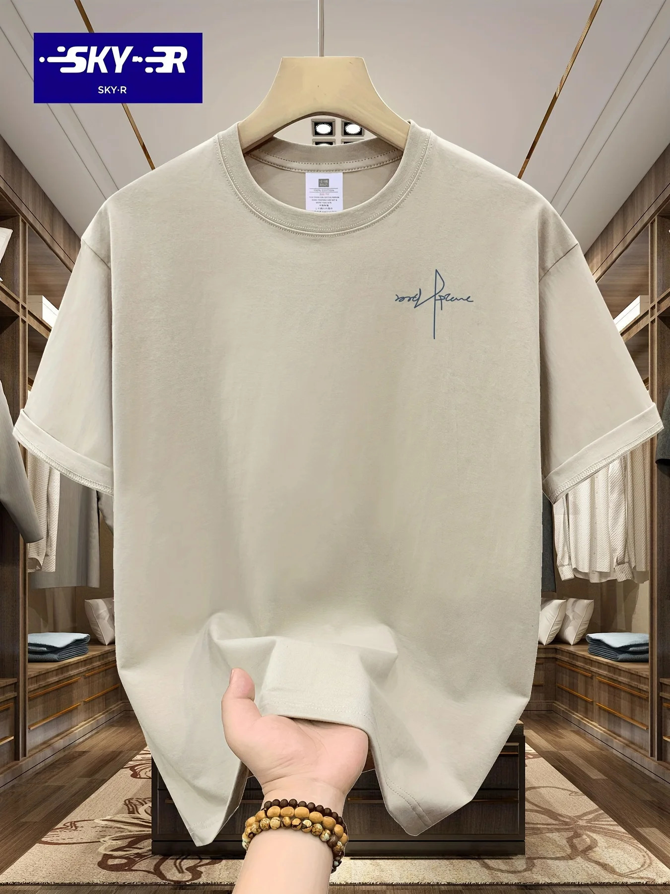 Summer Mens 100 Cotton Casual Sports Loose Large Size Letter Pattern Printed Comfortable Round Neck Short Sleeve T-shirt Top 260612