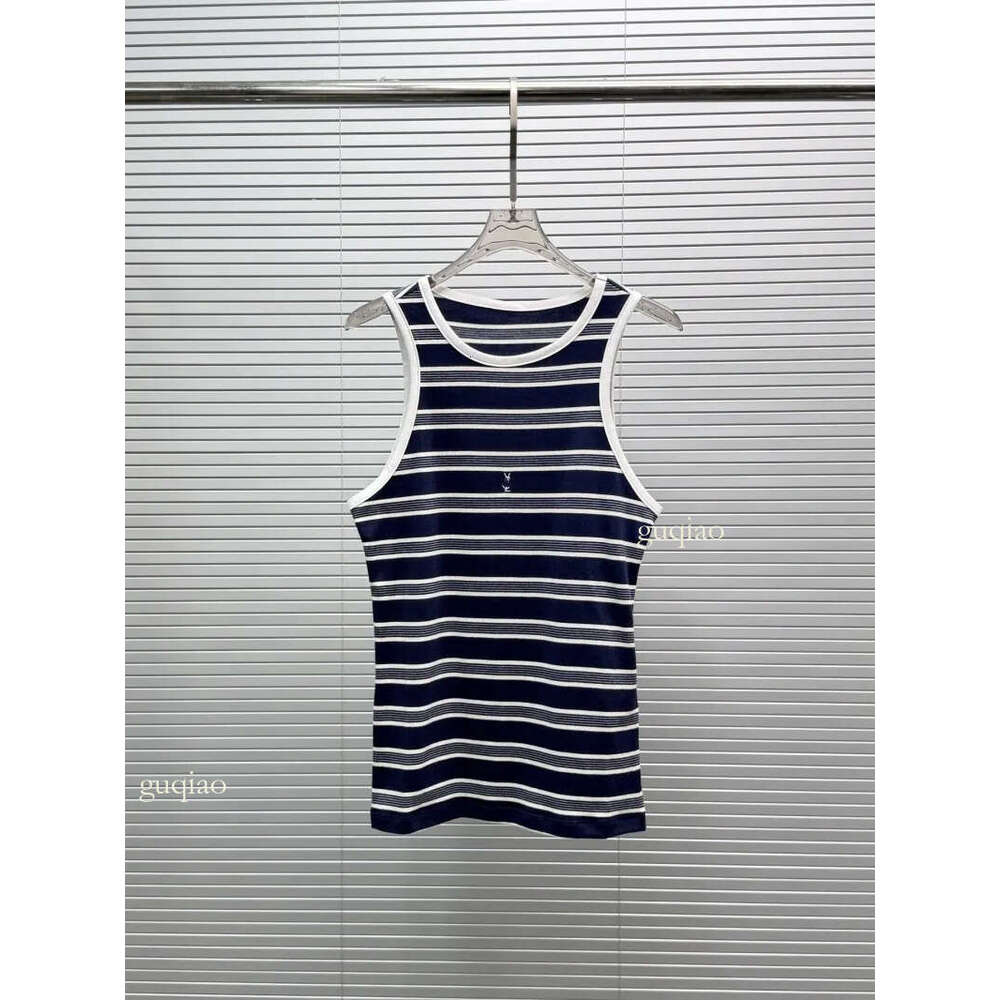 Designer Tank Top Women 2026 New Striped Knit Tank Top Slim Fit Crew Neck Sleeveless Casual Vest High Quality Summer Clothes Women Designer