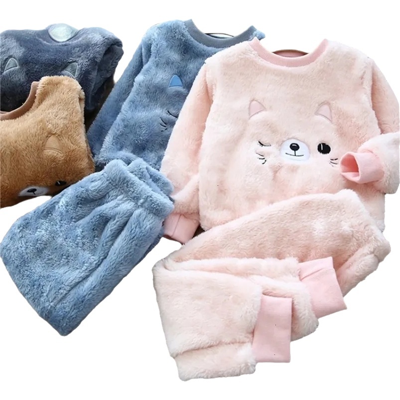 2026 New Baby Boy Girl Clothes cologne Pajamas Set Flannel Fleece Toddler Child Warm Catoon Bear Sleepwear Kids Home Suit perfume Winter Fall Spring