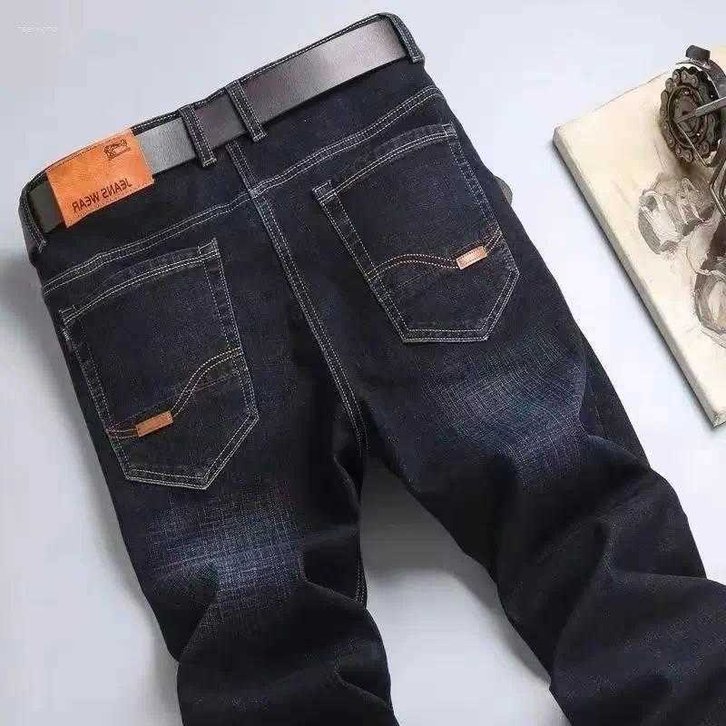 Jeans Mens 2025 Business Classic Style Casual Stretch Slim Jean Pants Denim Trousers Black Blue Mens S260612