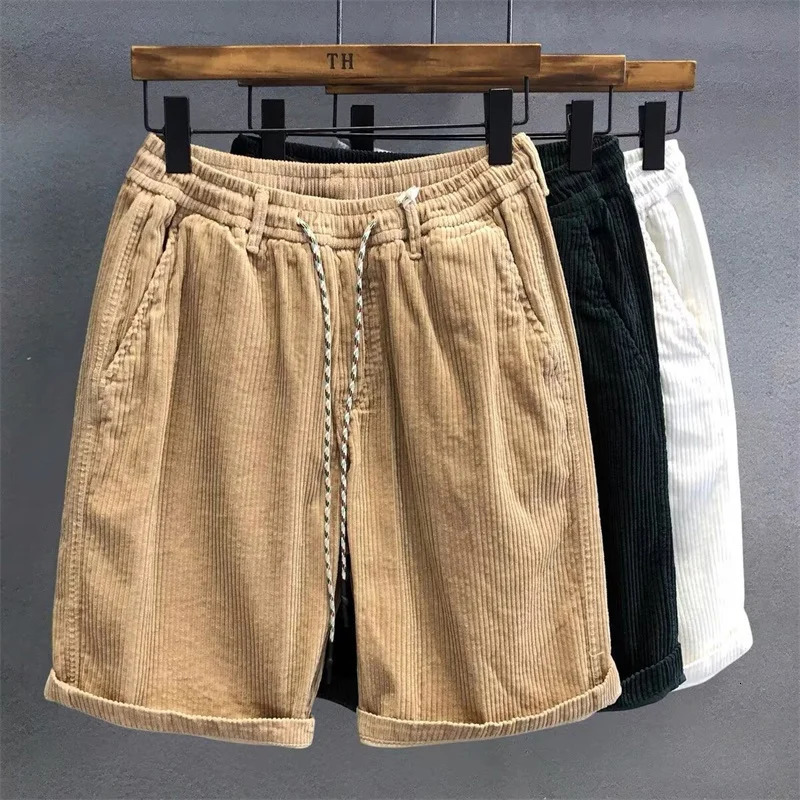 2026 Summer Casual Corduroy Y2K Shorts For Men American Retro Loose Straight Short Pants High Street Fashion Gym Bermudas 260612