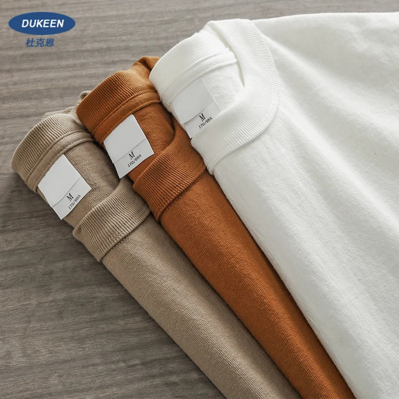 Dukeen 112oz Heavyweight 100 Cotton TShirt Mens Casual Solid Color ShortSleeved White CrewNeck Thick Tops Unisex 260611