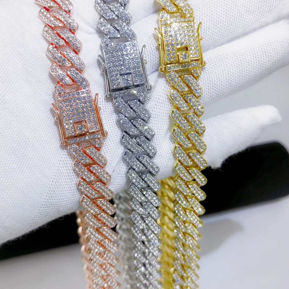Fashion Men Cuban Link Iced Out Necklace 14MM width s Chain Rapper CZ Hip Hop Birthday Jewelry 260610