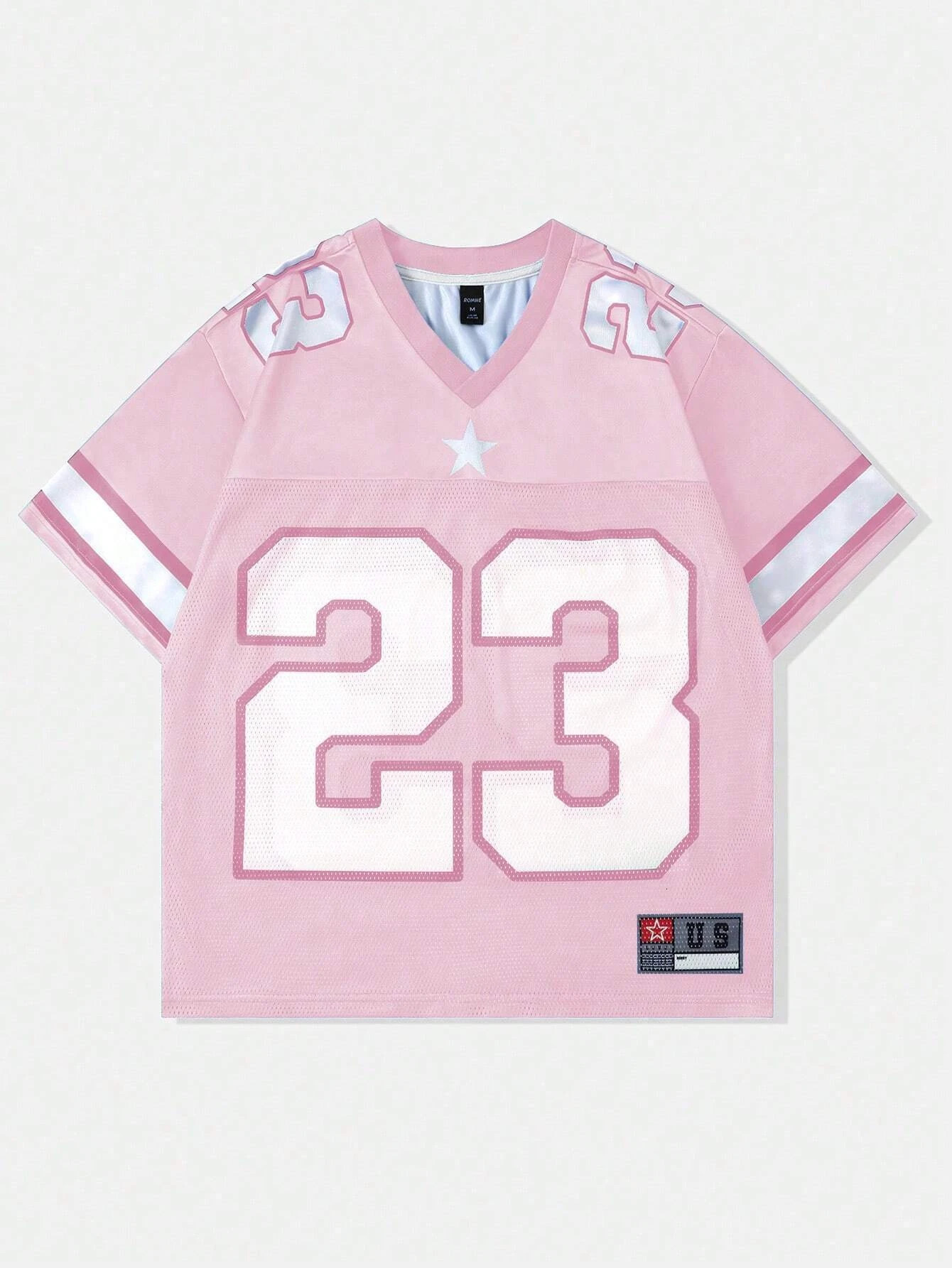 2025 Womens Summer Y2K Fashion Casual Shirt Street Retro Hip Hop 23 Shirt V-Neck Loose Breathable Quick Drying T-Shirt260605