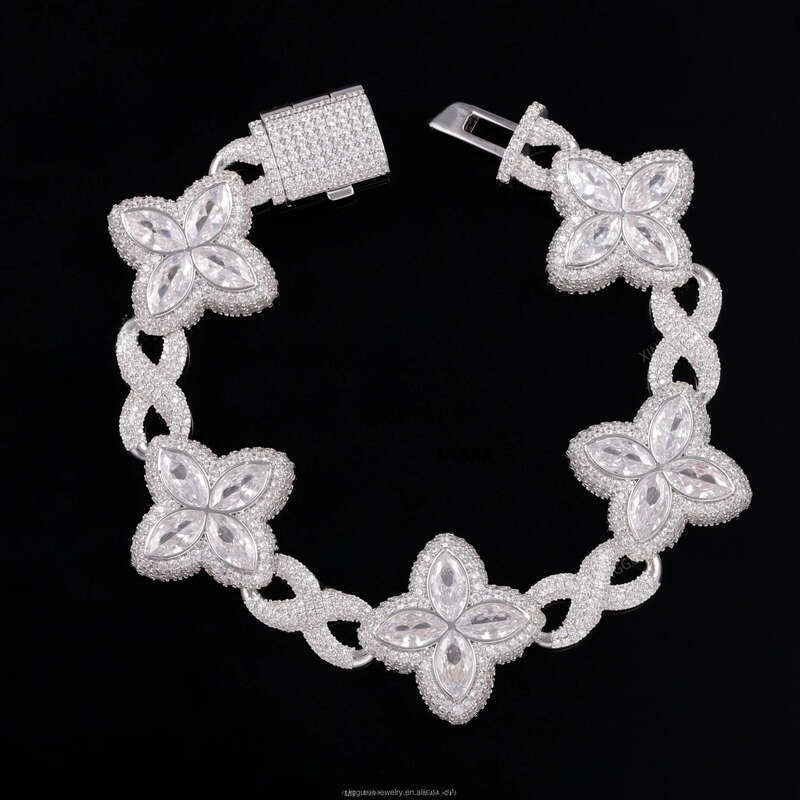 Special Design Fine Jewelry 925 Silver VVS Moissanite Cross Shape Cuban Chain Bracelet ecklace Hip Hop Style for Men-image-1110156139
