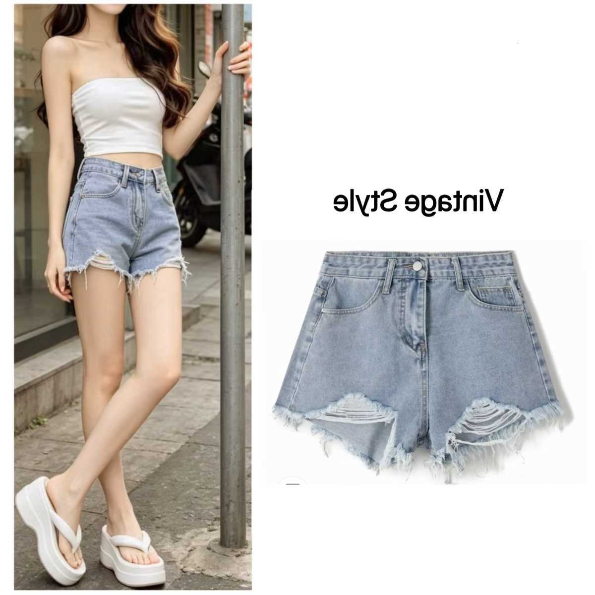 Shorts Summer Denim Vintage Womens Europe and America Ladies Short Jeans Korean Street Wear Fashion and Leisure Y2K Hot pants M260612