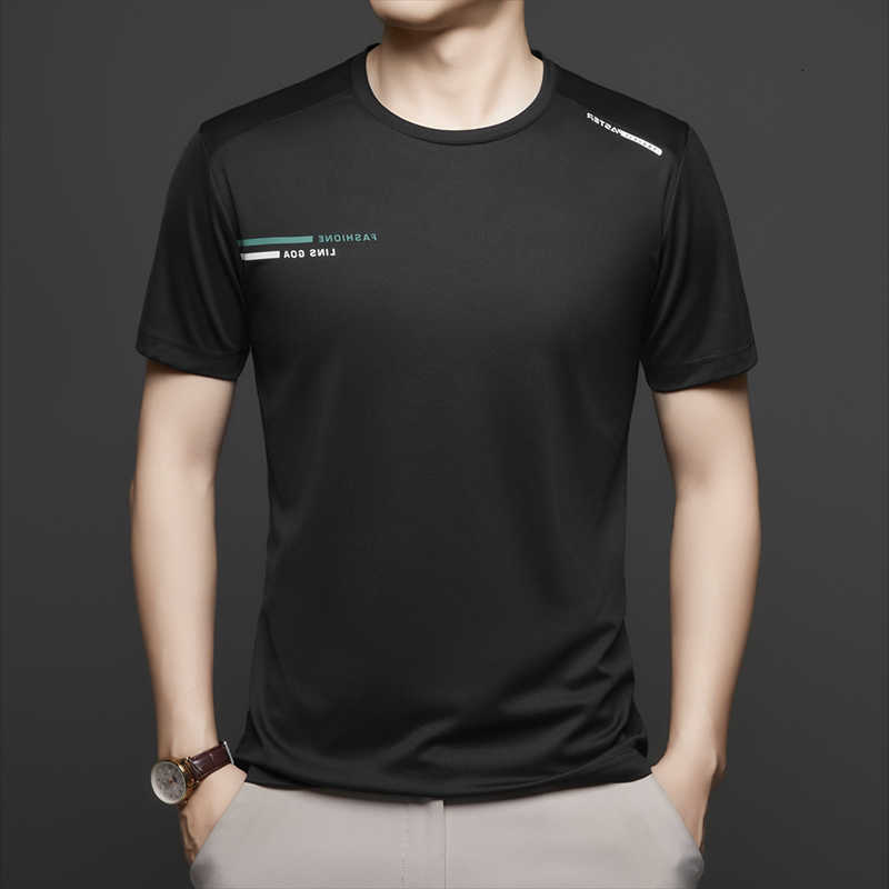round High sleeve quality short neck T-shirt mens new fashion brand letter embossed summer thin breathable casual top M260612