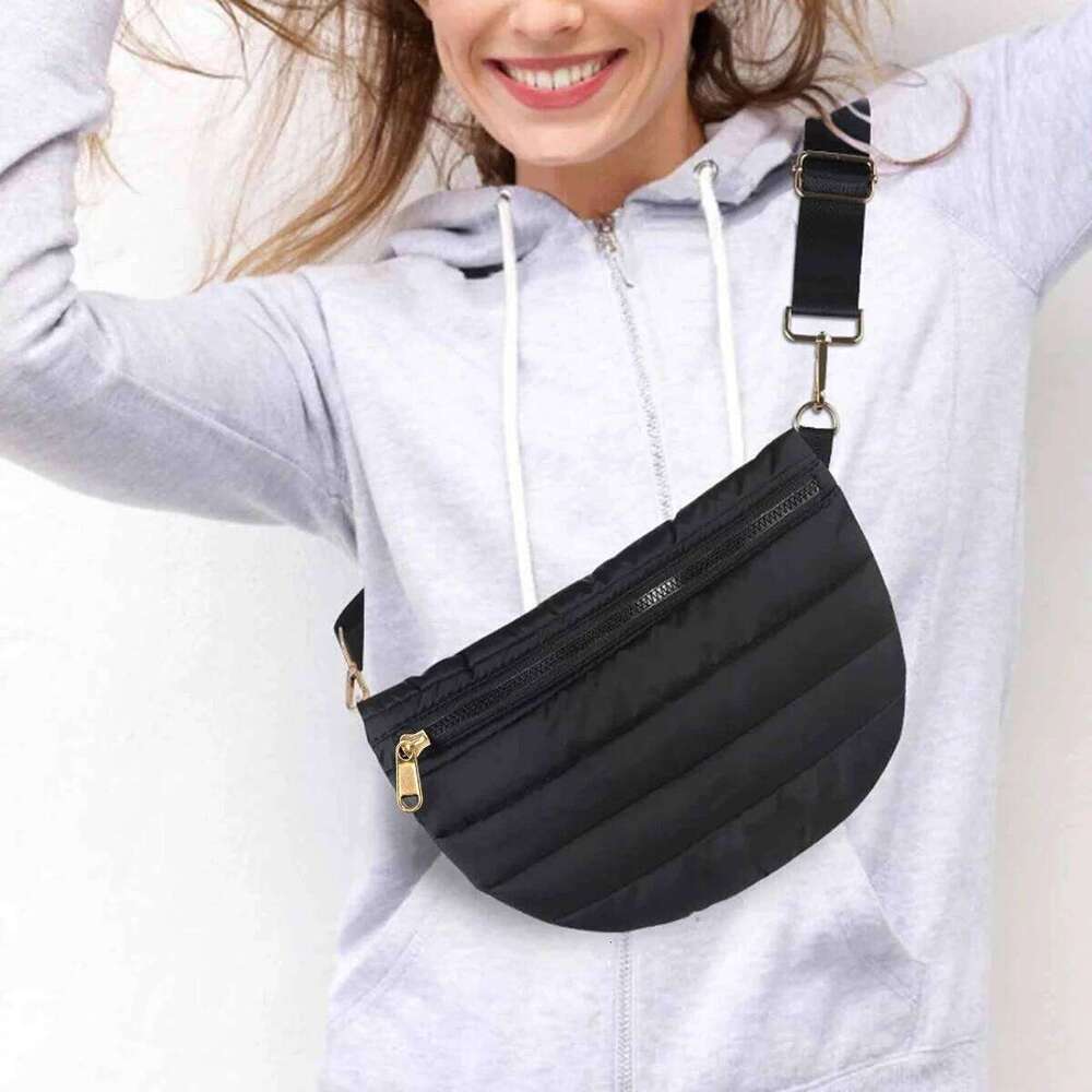 Ladies' Fashion Nylon Multi-Occasion Solid Color Single-Shoulder Bag, Adjustable Shoulder Strap Zipper Crossbody Bag
