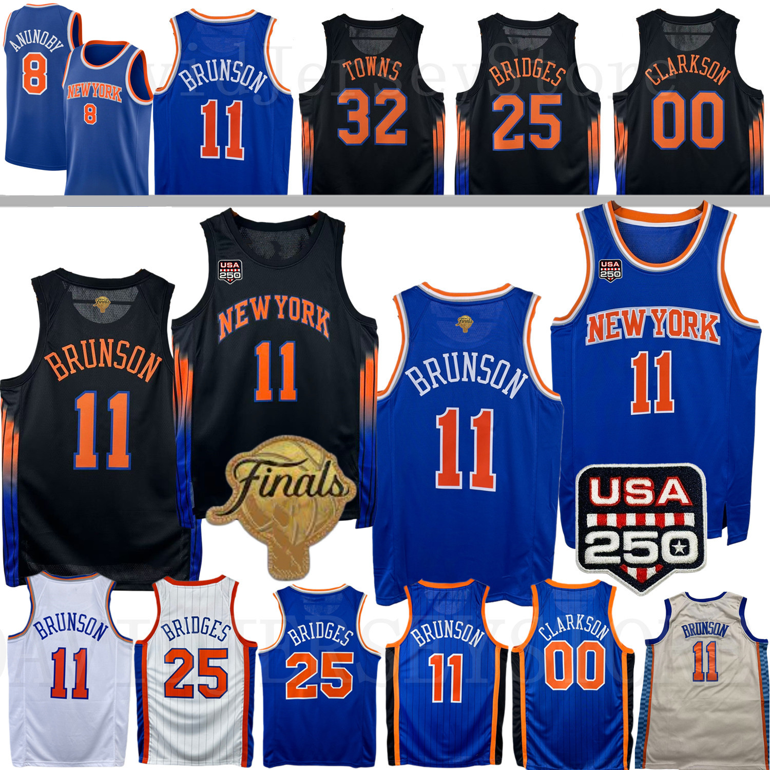 Knick Jalen Brunson Basketball jersey Karl-Anthony OG Anunoby TownsS Patrick Ewing Mikal Bridges Clarkson 2026 New City Jerseys Adult Youth Finals P
