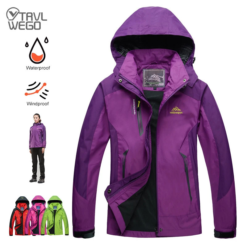 TRVLWEGO Camping Hiking Jacket Women Spring Outdoor Sports Coats Climbing Trekking Windbreaker Travel Waterproof Purple 260611