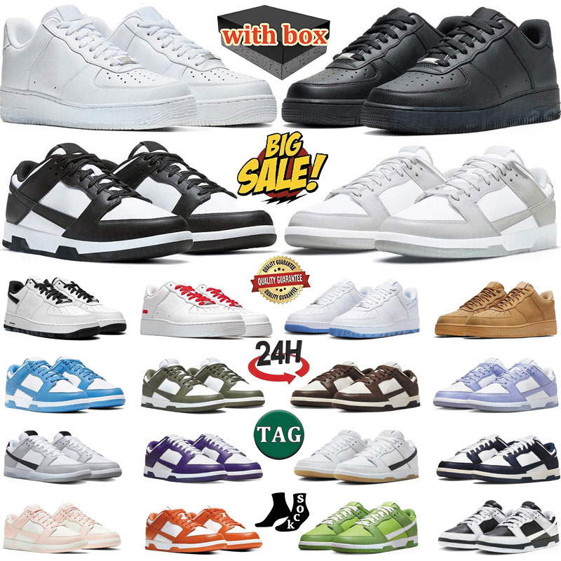 1s free shipping with box running panda shoes men women stylish sneakers durable trainers outdoor comfortable sports shoe black white panda grey fog
